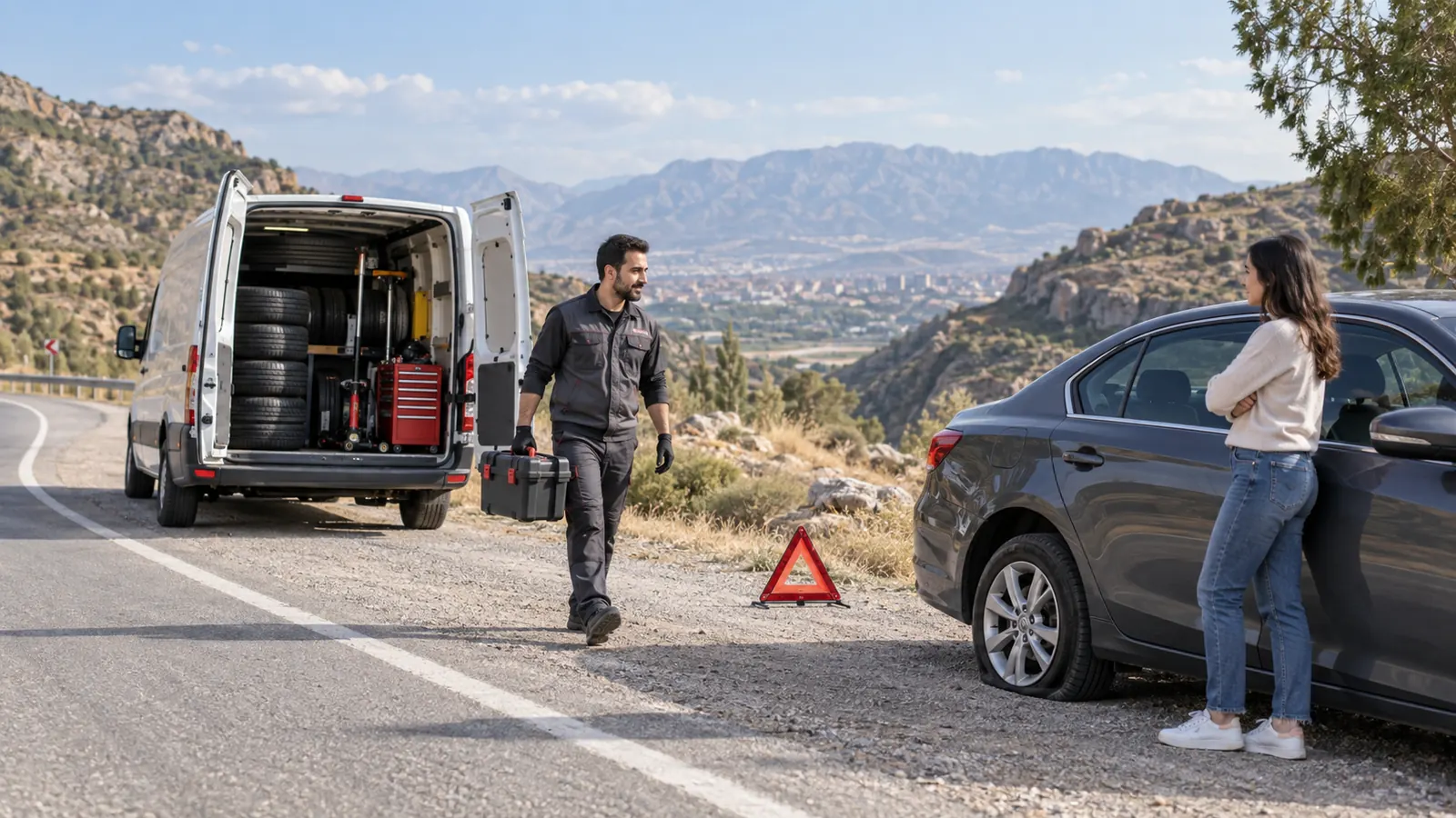 Mobil Lastikçi hizmet sahnesi