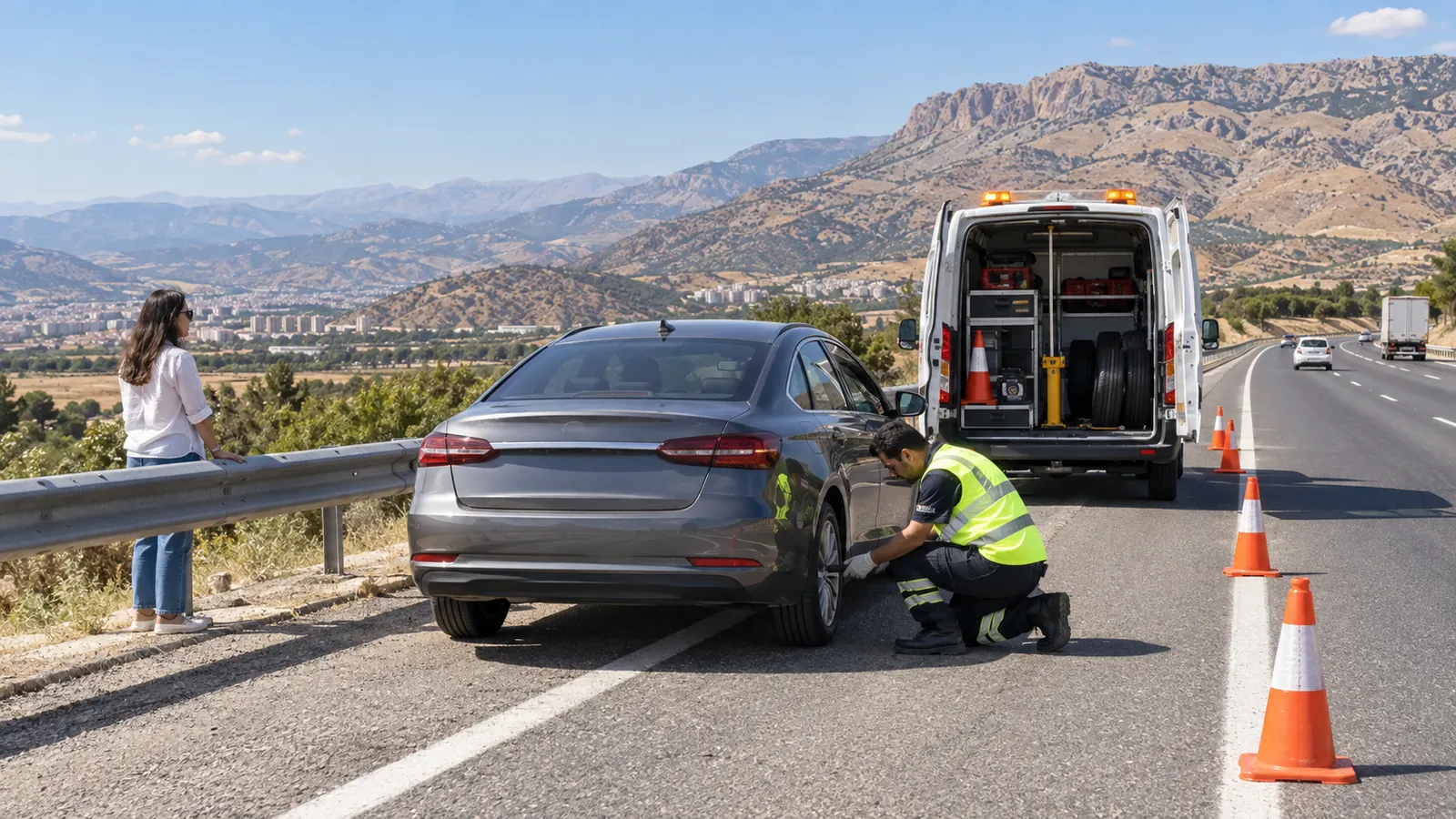 Oto Lastik Yol Yardım hizmet sahnesi